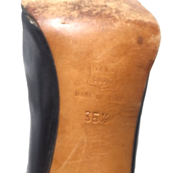 Vintage Ottorino Bossi sz 5 Knee High Riding Black Boots 35.5 Heels Pumps - Picture 14 of 14